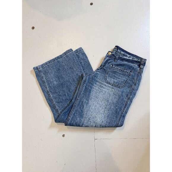 Flamingo Womens Wide-Leg Denim Jeans Size S Blue Cotton Blend Casual - Picture 1 of 8